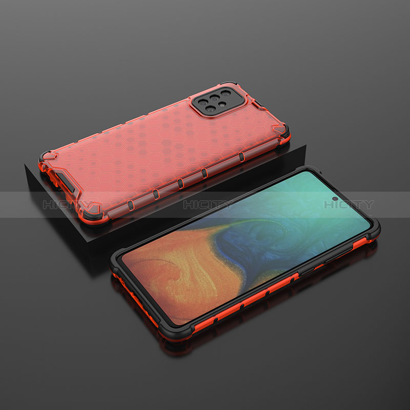 Silikon Schutzhülle Rahmen Tasche Hülle Durchsichtig Transparent 360 Grad Ganzkörper AM2 für Samsung Galaxy A71 4G A715 Rot