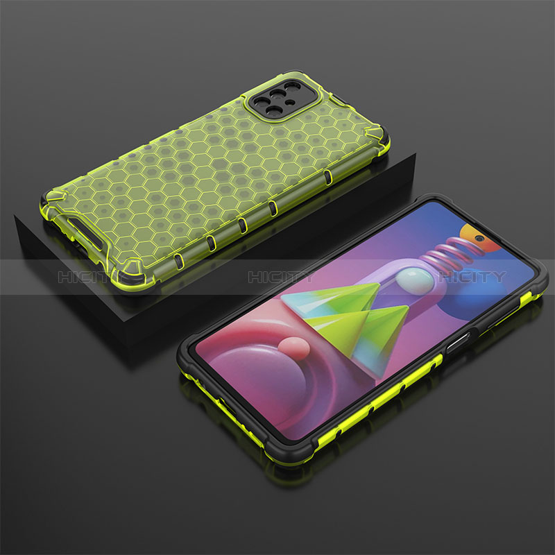 Silikon Schutzhülle Rahmen Tasche Hülle Durchsichtig Transparent 360 Grad Ganzkörper AM2 für Samsung Galaxy M51 Grün Plus