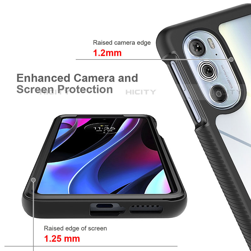 Silikon Schutzhülle Rahmen Tasche Hülle Durchsichtig Transparent 360 Grad Ganzkörper für Motorola Moto Edge X30 5G groß