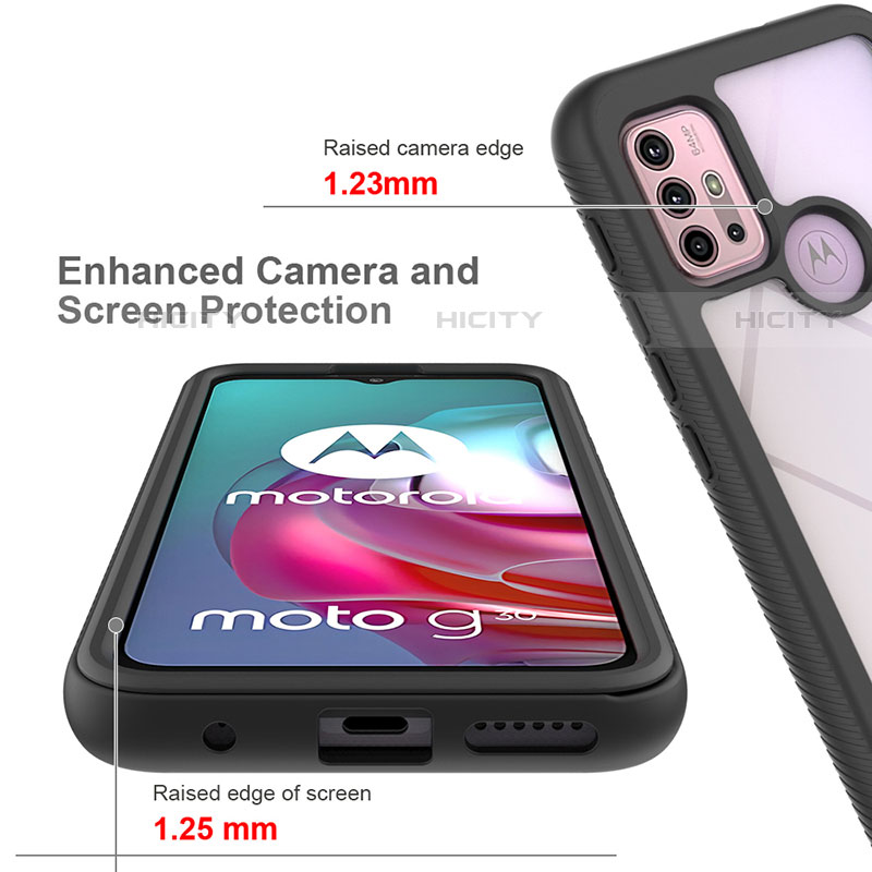 Silikon Schutzhülle Rahmen Tasche Hülle Durchsichtig Transparent 360 Grad Ganzkörper für Motorola Moto G10