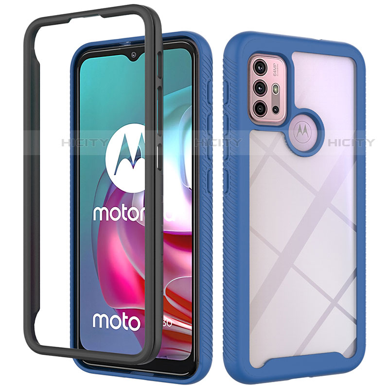 Silikon Schutzhülle Rahmen Tasche Hülle Durchsichtig Transparent 360 Grad Ganzkörper für Motorola Moto G10 Power groß