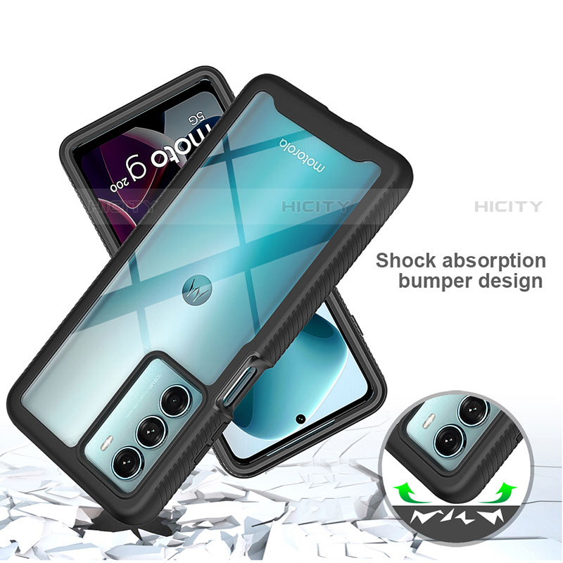 Silikon Schutzhülle Rahmen Tasche Hülle Durchsichtig Transparent 360 Grad Ganzkörper für Motorola Moto G200 5G