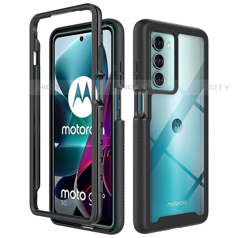 Silikon Schutzhülle Rahmen Tasche Hülle Durchsichtig Transparent 360 Grad Ganzkörper für Motorola Moto G200 5G