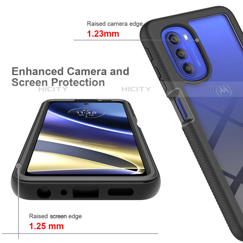 Silikon Schutzhülle Rahmen Tasche Hülle Durchsichtig Transparent 360 Grad Ganzkörper für Motorola Moto G51 5G groß