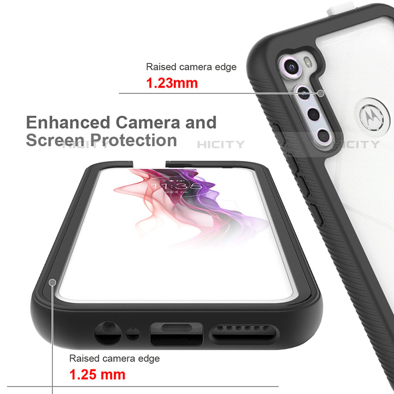 Silikon Schutzhülle Rahmen Tasche Hülle Durchsichtig Transparent 360 Grad Ganzkörper für Motorola Moto One Fusion Plus