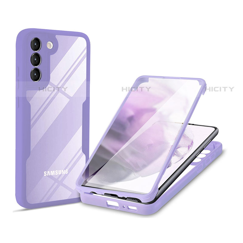 Silikon Schutzhülle Rahmen Tasche Hülle Durchsichtig Transparent 360 Grad Ganzkörper für Samsung Galaxy S23 Plus 5G Violett Plus