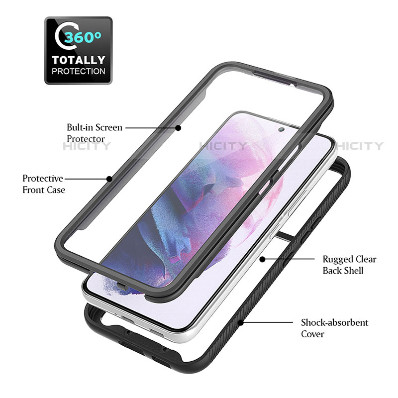 Silikon Schutzhülle Rahmen Tasche Hülle Durchsichtig Transparent 360 Grad Ganzkörper M01 für Samsung Galaxy S22 5G