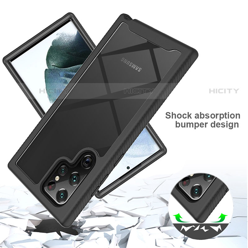 Silikon Schutzhülle Rahmen Tasche Hülle Durchsichtig Transparent 360 Grad Ganzkörper M02 für Samsung Galaxy S22 Ultra 5G