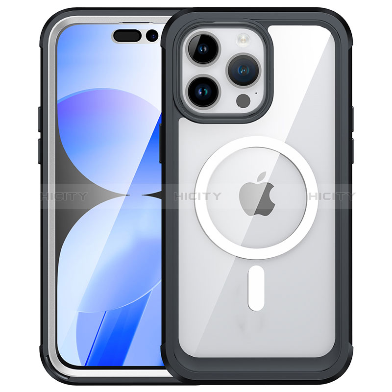 Silikon Schutzhülle Rahmen Tasche Hülle Durchsichtig Transparent 360 Grad Ganzkörper mit Mag-Safe Magnetic Magnetisch AC1 für Apple iPhone 14 Pro Max