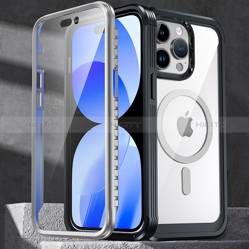Silikon Schutzhülle Rahmen Tasche Hülle Durchsichtig Transparent 360 Grad Ganzkörper mit Mag-Safe Magnetic Magnetisch AC1 für Apple iPhone 14 Pro Max