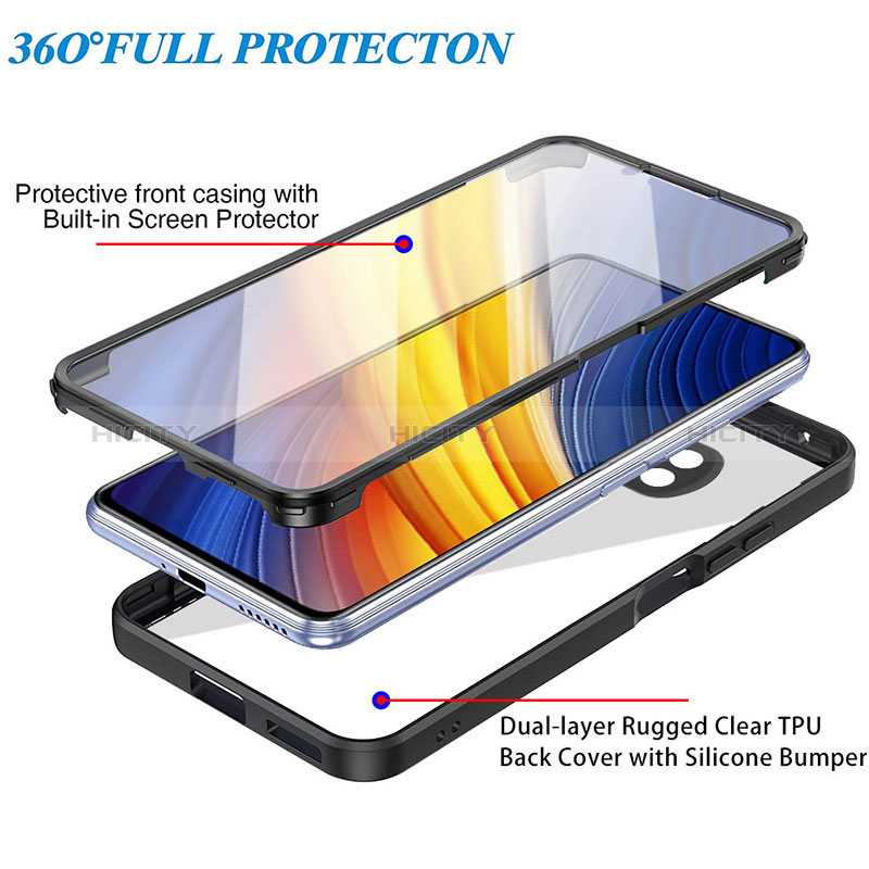 Silikon Schutzhülle Rahmen Tasche Hülle Durchsichtig Transparent 360 Grad Ganzkörper MJ1 für Xiaomi Poco X3