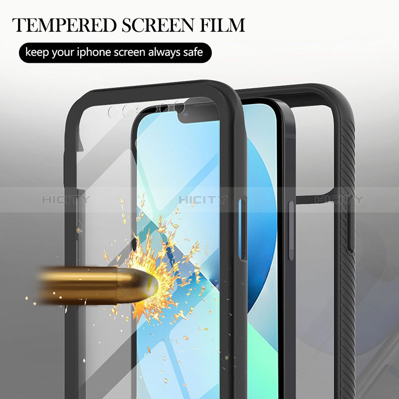 Silikon Schutzhülle Rahmen Tasche Hülle Durchsichtig Transparent 360 Grad Ganzkörper YB1 für Apple iPhone 14 groß