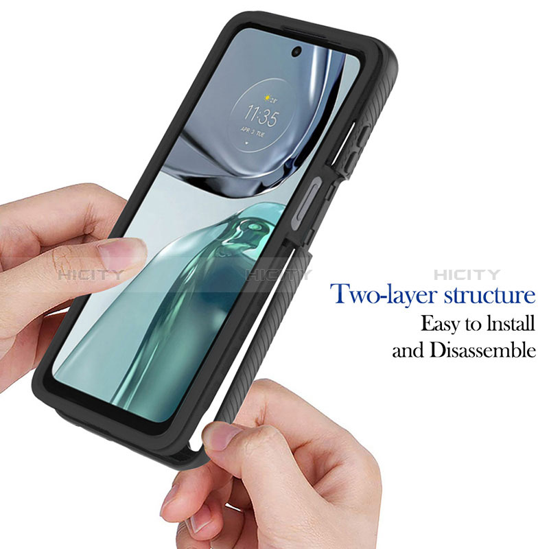 Silikon Schutzhülle Rahmen Tasche Hülle Durchsichtig Transparent 360 Grad Ganzkörper YB2 für Motorola Moto G62 5G groß
