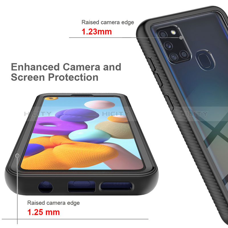 Silikon Schutzhülle Rahmen Tasche Hülle Durchsichtig Transparent 360 Grad Ganzkörper ZJ1 für Samsung Galaxy A21s