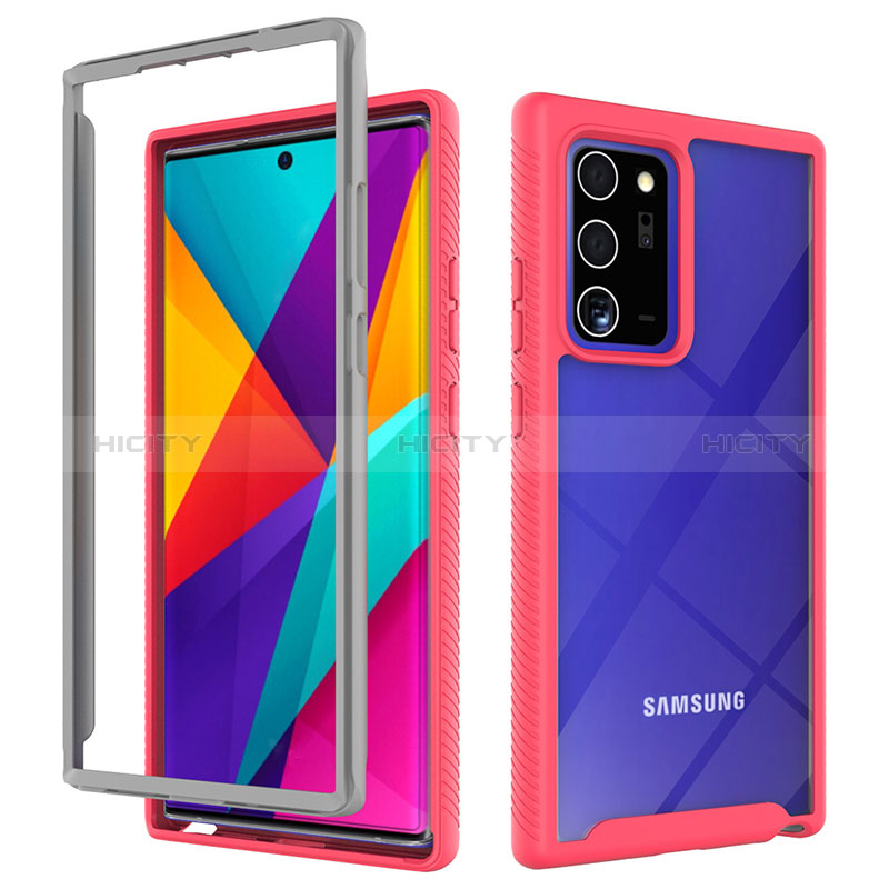 Silikon Schutzhülle Rahmen Tasche Hülle Durchsichtig Transparent 360 Grad Ganzkörper ZJ1 für Samsung Galaxy Note 20 Ultra 5G Pink Plus