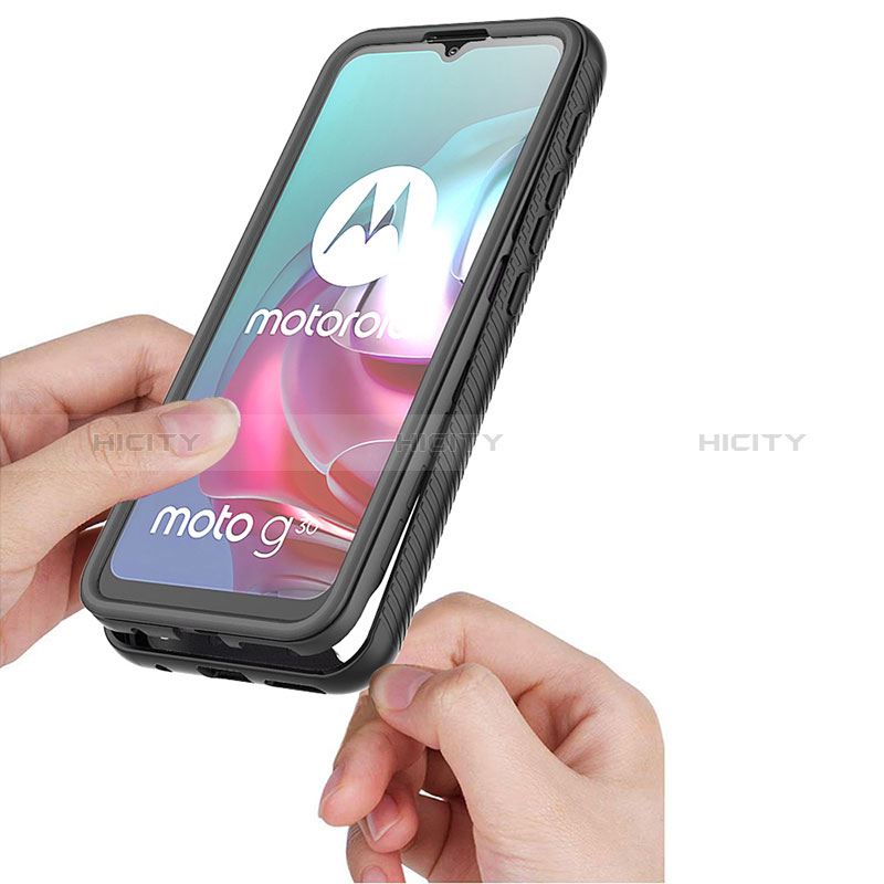 Silikon Schutzhülle Rahmen Tasche Hülle Durchsichtig Transparent 360 Grad Ganzkörper ZJ3 für Motorola Moto G10 Power