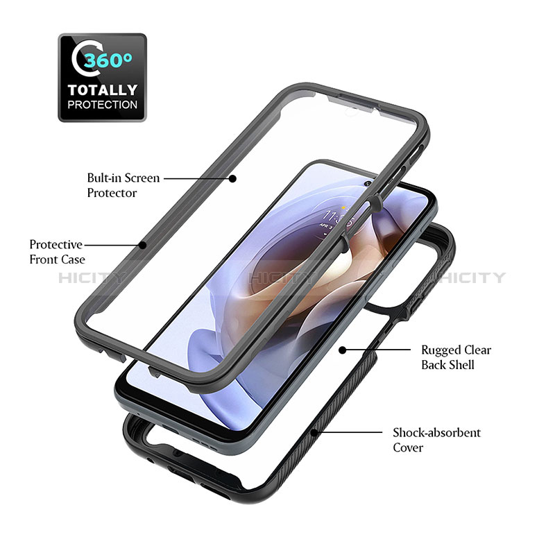 Silikon Schutzhülle Rahmen Tasche Hülle Durchsichtig Transparent 360 Grad Ganzkörper ZJ3 für Motorola Moto G71 5G