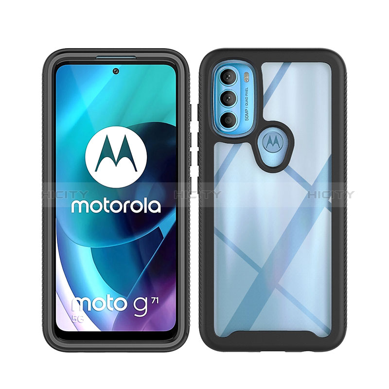 Silikon Schutzhülle Rahmen Tasche Hülle Durchsichtig Transparent 360 Grad Ganzkörper ZJ3 für Motorola Moto G71 5G