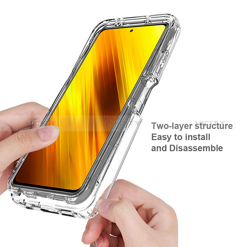 Silikon Schutzhülle Rahmen Tasche Hülle Durchsichtig Transparent 360 Grad Ganzkörper ZJ3 für Xiaomi Poco X3 NFC