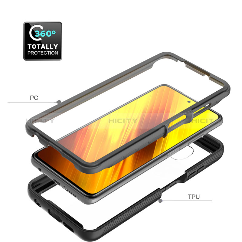 Silikon Schutzhülle Rahmen Tasche Hülle Durchsichtig Transparent 360 Grad Ganzkörper ZJ4 für Xiaomi Poco X3 NFC