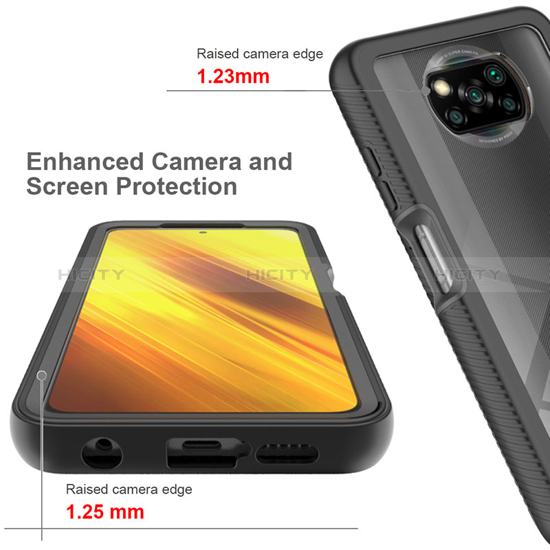 Silikon Schutzhülle Rahmen Tasche Hülle Durchsichtig Transparent 360 Grad Ganzkörper ZJ4 für Xiaomi Poco X3 NFC