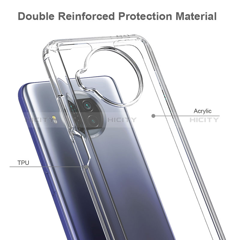 Silikon Schutzhülle Rahmen Tasche Hülle Durchsichtig Transparent 360 Grad Ganzkörper ZJ5 für Xiaomi Mi 10T Lite 5G groß