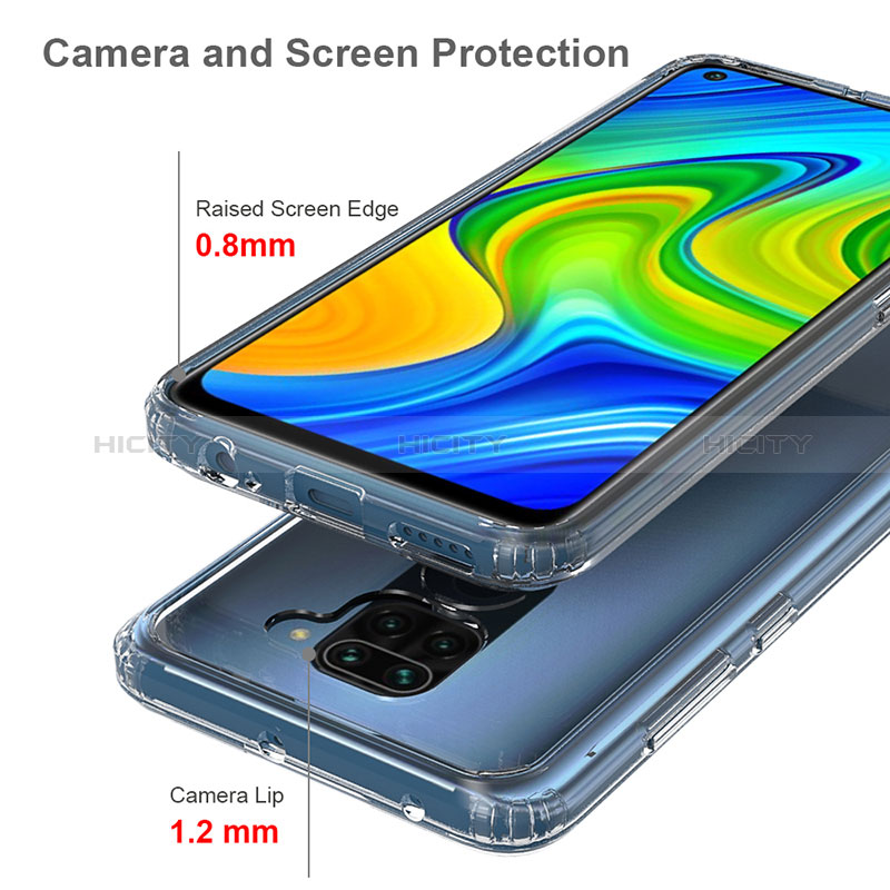 Silikon Schutzhülle Rahmen Tasche Hülle Durchsichtig Transparent 360 Grad Ganzkörper ZJ5 für Xiaomi Redmi Note 9
