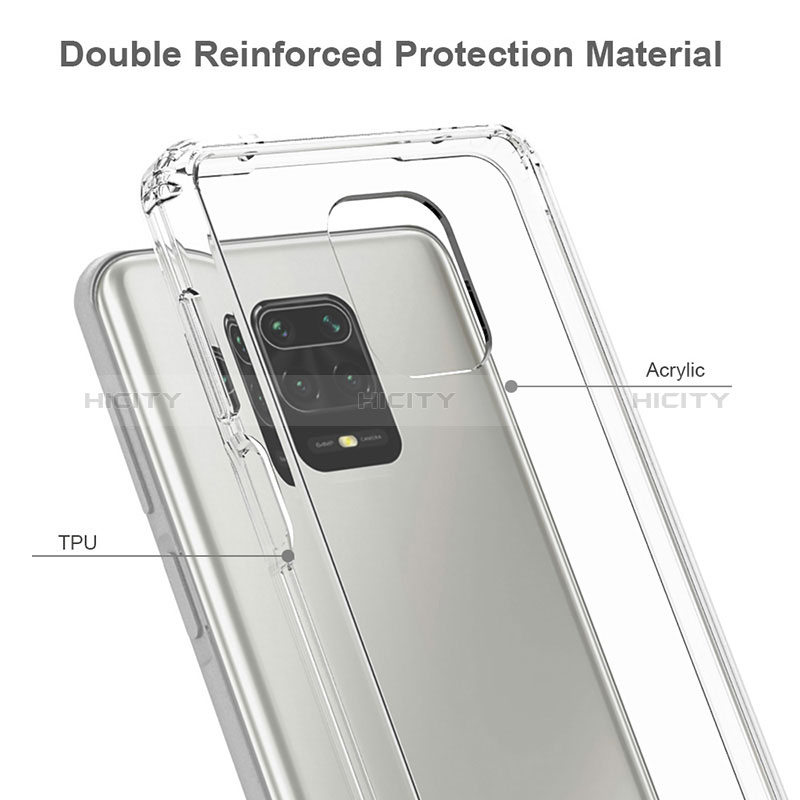 Silikon Schutzhülle Rahmen Tasche Hülle Durchsichtig Transparent 360 Grad Ganzkörper ZJ5 für Xiaomi Redmi Note 9 Pro groß