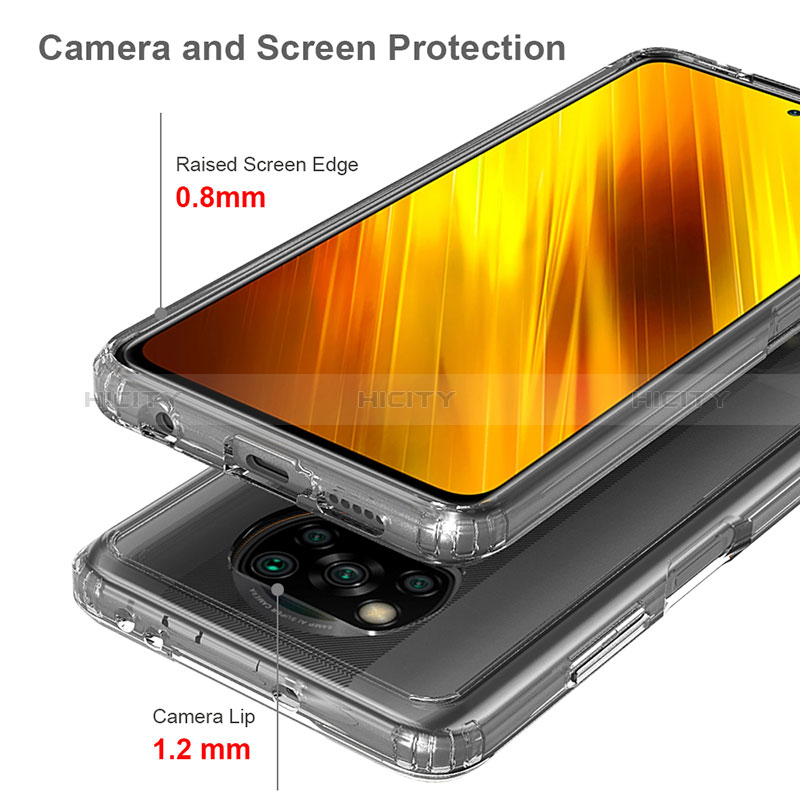 Silikon Schutzhülle Rahmen Tasche Hülle Durchsichtig Transparent 360 Grad Ganzkörper ZJ6 für Xiaomi Poco X3 NFC
