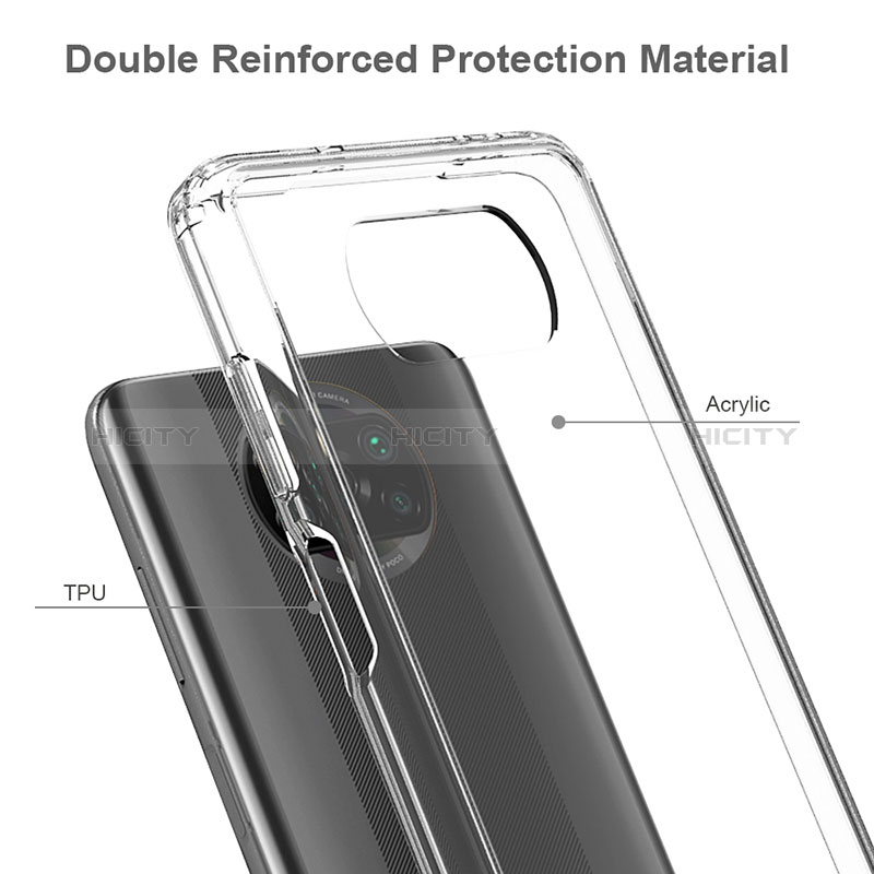 Silikon Schutzhülle Rahmen Tasche Hülle Durchsichtig Transparent 360 Grad Ganzkörper ZJ6 für Xiaomi Poco X3 Pro groß