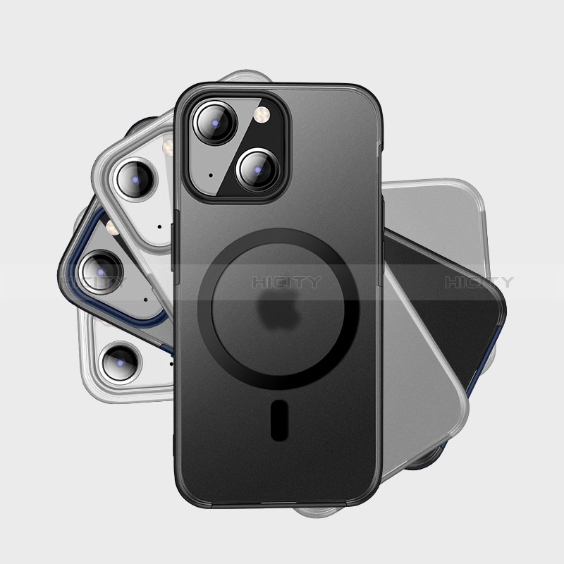 Silikon Schutzhülle Rahmen Tasche Hülle Durchsichtig Transparent mit Mag-Safe Magnetic Magnetisch QC1 für Apple iPhone 14 Plus groß