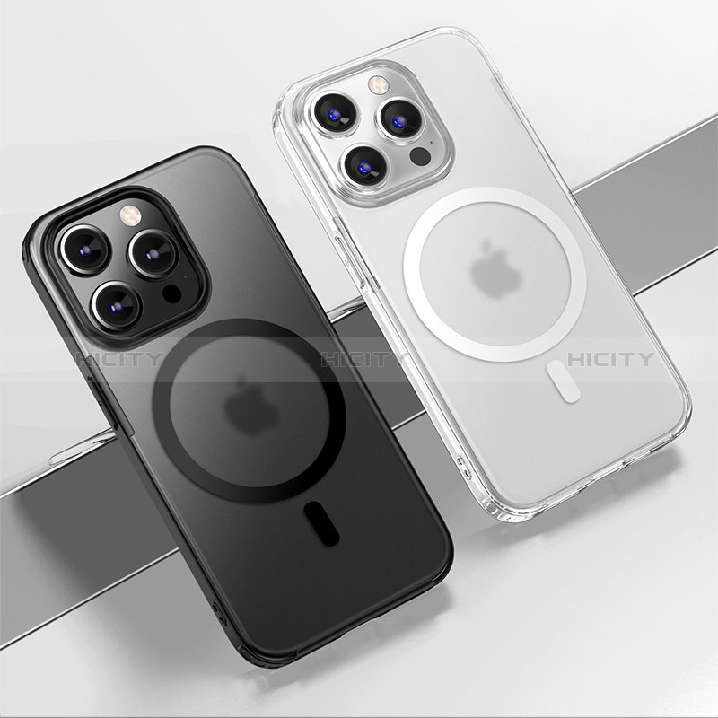 Silikon Schutzhülle Rahmen Tasche Hülle Durchsichtig Transparent mit Mag-Safe Magnetic Magnetisch QC1 für Apple iPhone 14 Pro Max