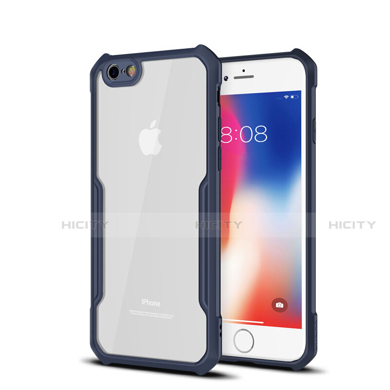 Silikon Schutzhülle Rahmen Tasche Hülle Durchsichtig Transparent Spiegel für Apple iPhone 6 Blau Plus