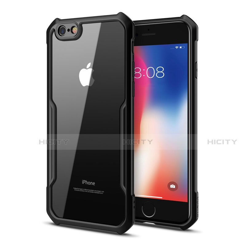 Silikon Schutzhülle Rahmen Tasche Hülle Durchsichtig Transparent Spiegel für Apple iPhone 6 Plus Schwarz Plus