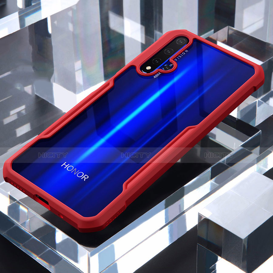 Silikon Schutzhülle Rahmen Tasche Hülle Durchsichtig Transparent Spiegel für Huawei Honor 20 Rot Plus