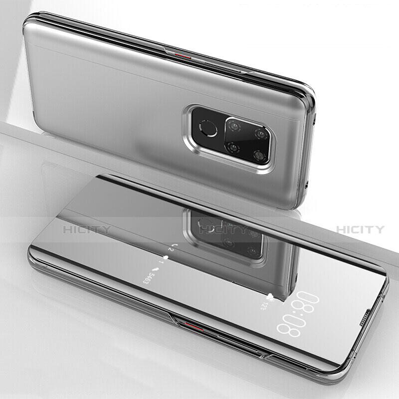 Silikon Schutzhülle Rahmen Tasche Hülle Durchsichtig Transparent Spiegel für Huawei Mate 20 Silber