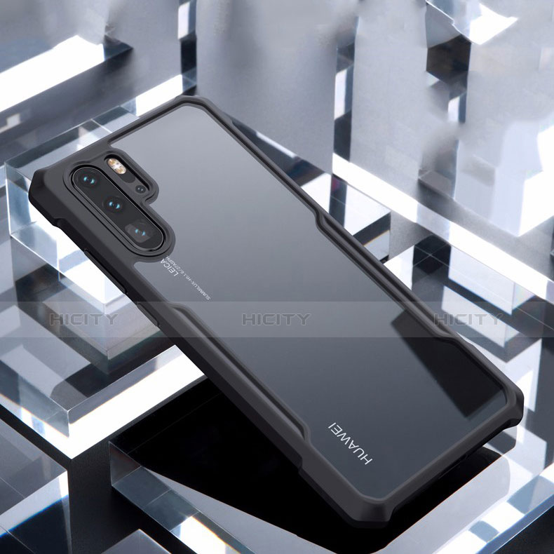 Silikon Schutzhülle Rahmen Tasche Hülle Durchsichtig Transparent Spiegel für Huawei P30 Pro Schwarz Plus