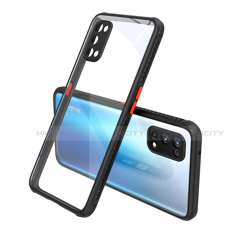 Silikon Schutzhülle Rahmen Tasche Hülle Durchsichtig Transparent Spiegel für Realme X7 Pro 5G Schwarz