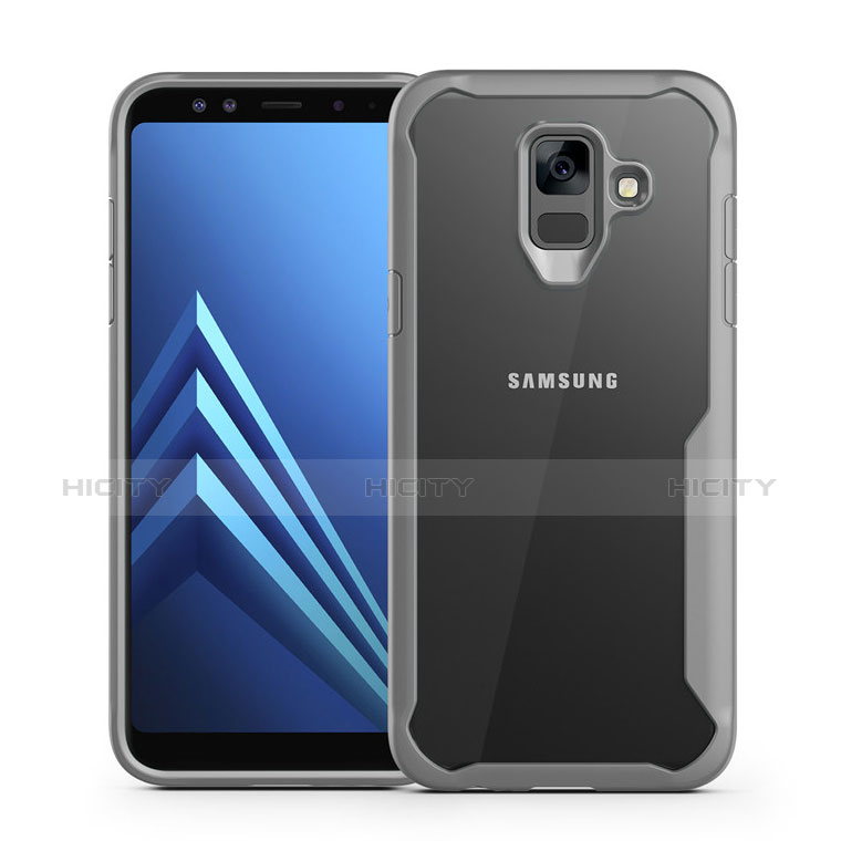 Silikon Schutzhülle Rahmen Tasche Hülle Durchsichtig Transparent Spiegel für Samsung Galaxy A6 (2018) Grau