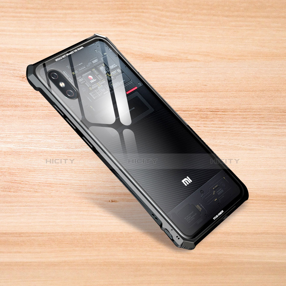 Silikon Schutzhülle Rahmen Tasche Hülle Durchsichtig Transparent Spiegel für Xiaomi Mi 8 Explorer Schwarz Plus