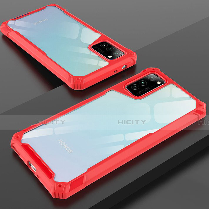 Silikon Schutzhülle Rahmen Tasche Hülle Durchsichtig Transparent Spiegel H01 für Huawei Honor V30 Pro 5G Rot