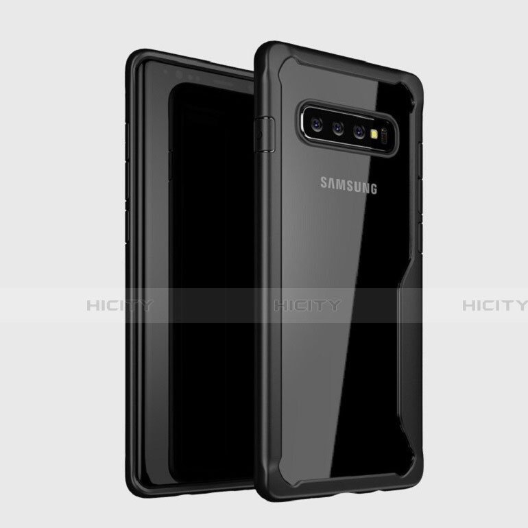 Silikon Schutzhülle Rahmen Tasche Hülle Durchsichtig Transparent Spiegel H01 für Samsung Galaxy S10 Schwarz