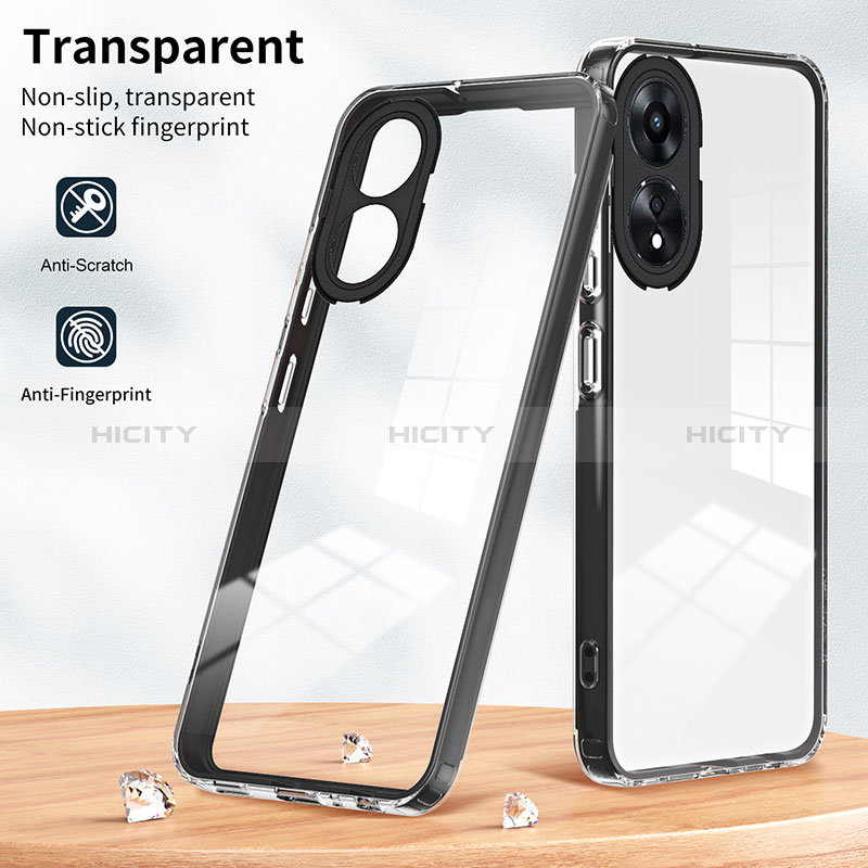 Silikon Schutzhülle Rahmen Tasche Hülle Durchsichtig Transparent Spiegel H01P für Oppo A58 5G