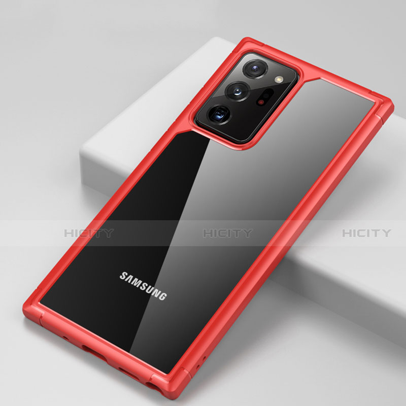 Silikon Schutzhülle Rahmen Tasche Hülle Durchsichtig Transparent Spiegel H02 für Samsung Galaxy Note 20 Ultra 5G Rot Plus