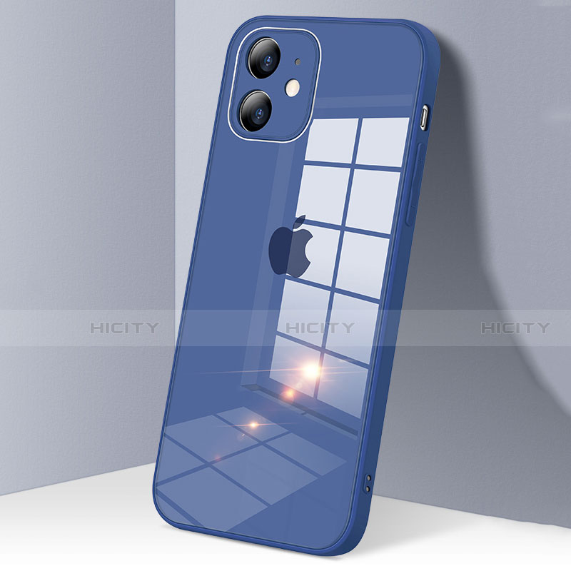 Silikon Schutzhülle Rahmen Tasche Hülle Durchsichtig Transparent Spiegel H06 für Apple iPhone 12 Blau