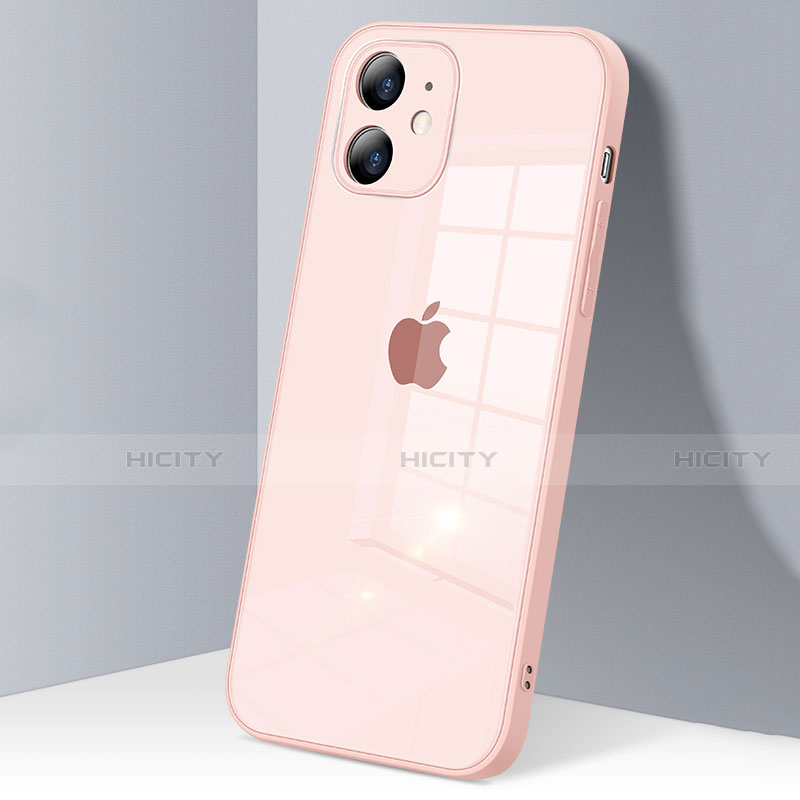 Silikon Schutzhülle Rahmen Tasche Hülle Durchsichtig Transparent Spiegel H06 für Apple iPhone 12 Rosa
