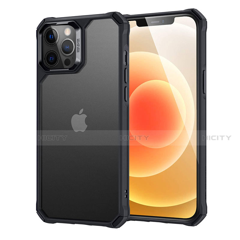 Silikon Schutzhülle Rahmen Tasche Hülle Durchsichtig Transparent Spiegel H07 für Apple iPhone 12 Pro Max Schwarz Plus