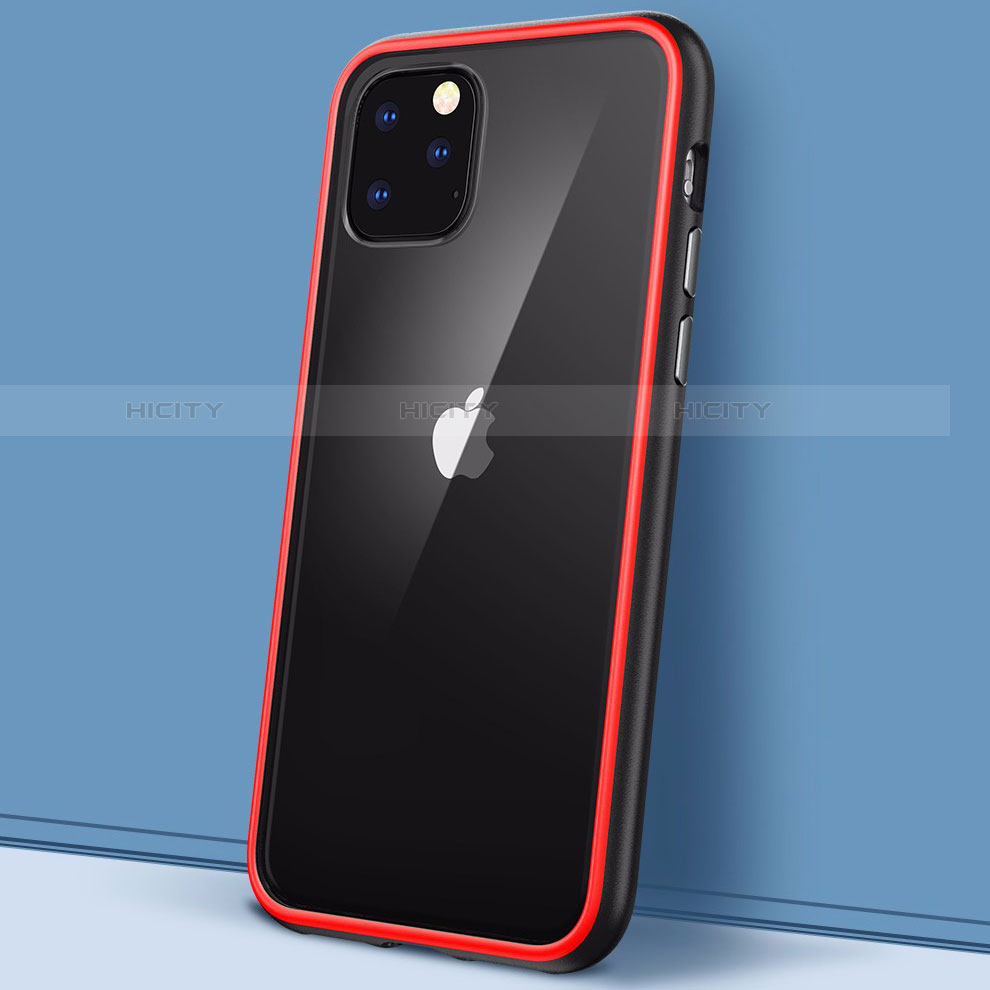 Silikon Schutzhülle Rahmen Tasche Hülle Durchsichtig Transparent Spiegel M02 für Apple iPhone 11 Pro Rot