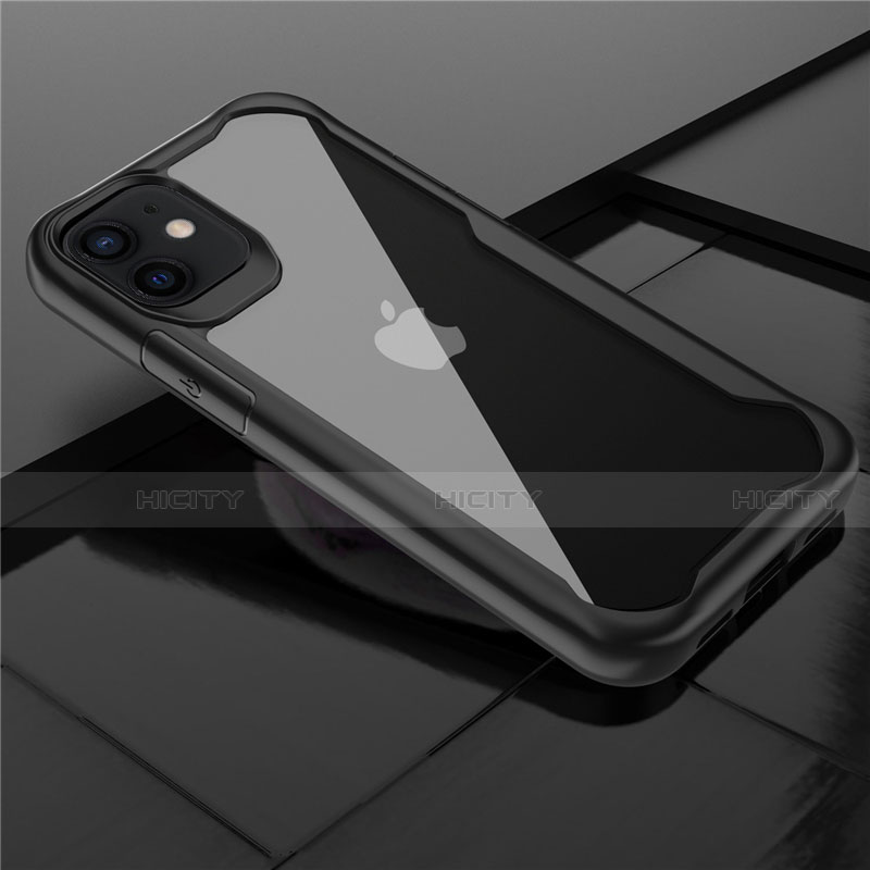 Silikon Schutzhülle Rahmen Tasche Hülle Durchsichtig Transparent Spiegel M02 für Apple iPhone 12 Mini Schwarz Plus