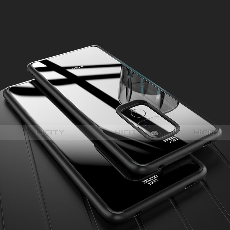 Silikon Schutzhülle Rahmen Tasche Hülle Durchsichtig Transparent Spiegel M02 für Huawei Mate 20 Schwarz Plus